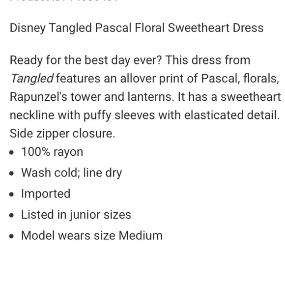 DISNEY PRINCESS TANGLED Pascal Floral Sweetheart DRESS! - Picture 5 of 5